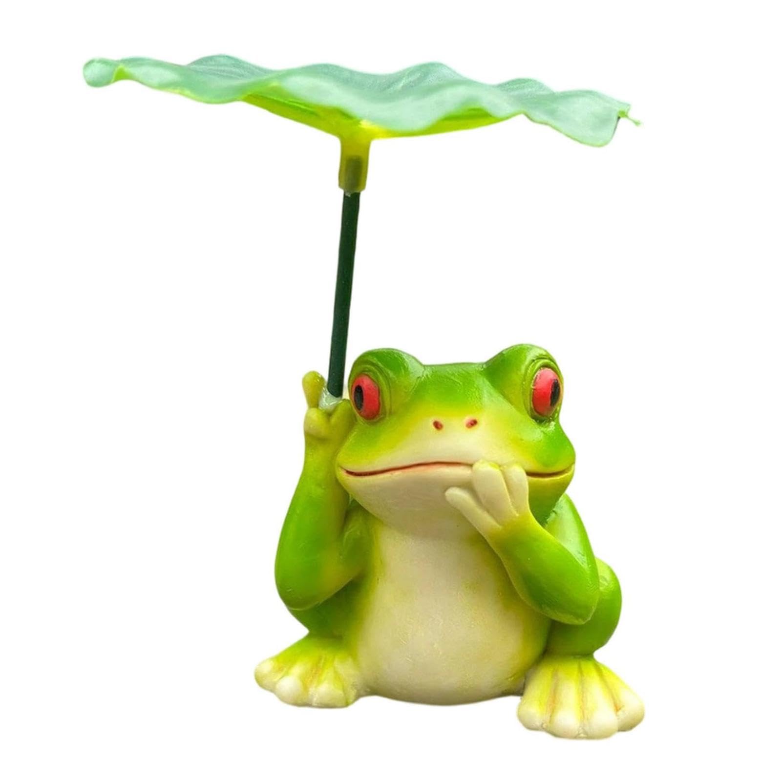 Vasedre Garden Ornaments Outdoor Frog, Weatherproof Resin Animals with Lotus Leaf Umbrella, Funny Hand-Painted Outdoor Ornaments for The Garden, Pond Decorations, Patio, Lawn (Frog)