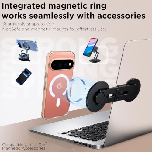 Image of RIGGEAR Shockproof Clear Hybrid Armor Magnetic Back Cover Case Compatible with MagSafe Accessories for Google Pixel 11 / Pixel 11 Pro (Transparent PC and TPU Bumper)
