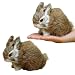 Basuo-9Q Easter Bunny Plush Figurine - 2 Piece Mini Realistic Rabbit Staffy for Spring Basket Fillers, Mantel Display, Home Decoration, Photoshoot Props Ideal Gift (2-Brown)