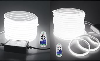 32.8FT Outdoor LED Rope Light Waterproof COB LED Strip Lights for Indoor 6000K Cold White+65.6FT COB Led Strip Lights Cold White Flexible COB LED Light Strip
