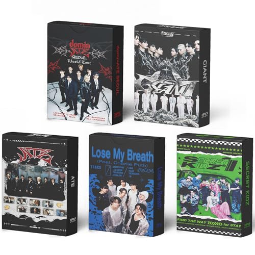 ZHENGGE 5 Stück/275 Stück Stray Kids Lomo Karte Kpop Fotokarten Grußkarte mit Postkartenbox