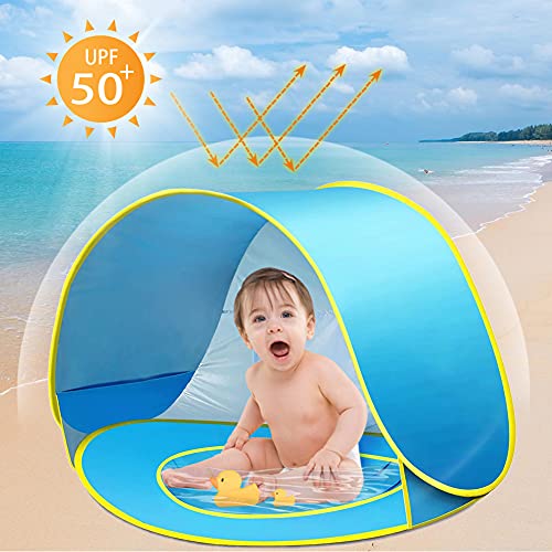 Bycc Bynn Tenda de praia para bebês, dossel de praia portátil pop-up, proteção UV com piscina para b
