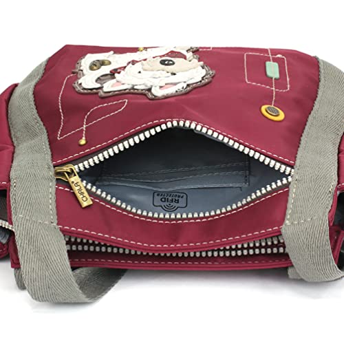 CHALA Group Handbags Doggy CV Venture Mini Carryall Handbag, Crossbody Westie Lovers, Burgundy3
