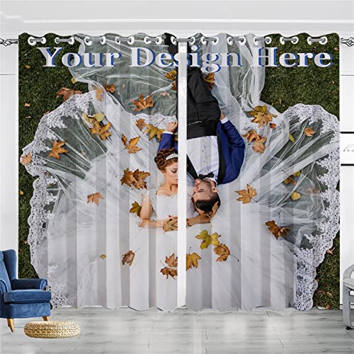 GIBZ Tende Oscuranti Personalizzate 2 Pannelli Stampa Collage Foto Testo Regali per Soggiorno Camera da Letto, 140 x 160cm, 1 Foto