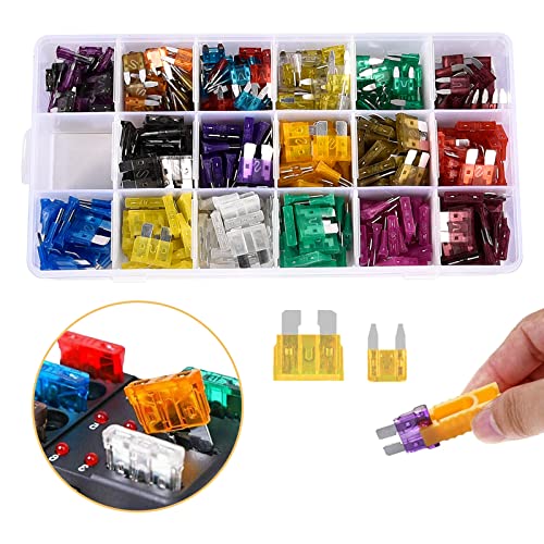 Hifrom Fusible Voiture, 264pcs Mini Fusible Voiture + 220pcs Voiture Standard Fusibles, 2A 3A 5A 7,5A 10A 15A 20A 25A 30A 35A 40A pour Automobile Truck RV Camion Moto, avec 1 Extracteur Fusible