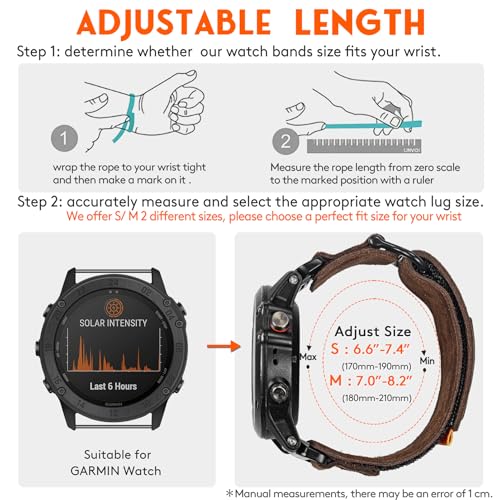 Correa de cuero gamuza suave 26mm compatible con Garmin miniatura 2