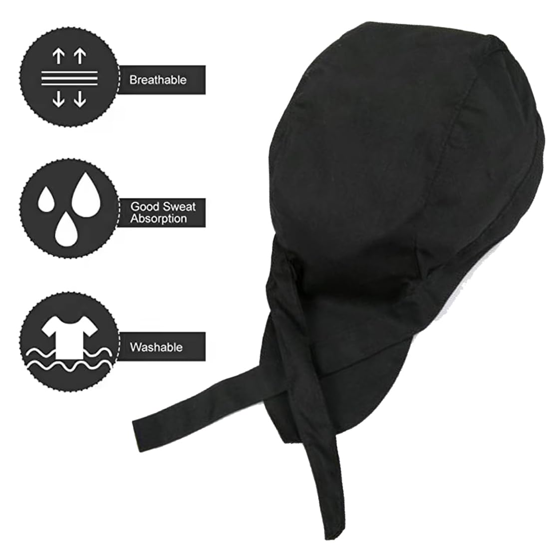 Cappello da Cuoco Regolabile Nero Unisex per Adulti Lavoro Hotel