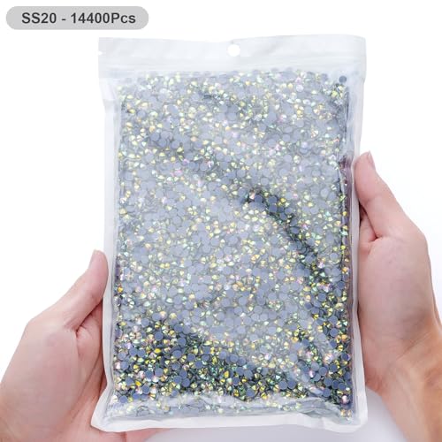 Image of Hotfix Rhinestones Bulk, 14400PCS Crystal AB Hot Fix Rhinestones for Clothes DIY Decoration Crafts, Crystal AB, SS20, 4.6-4.8mm
