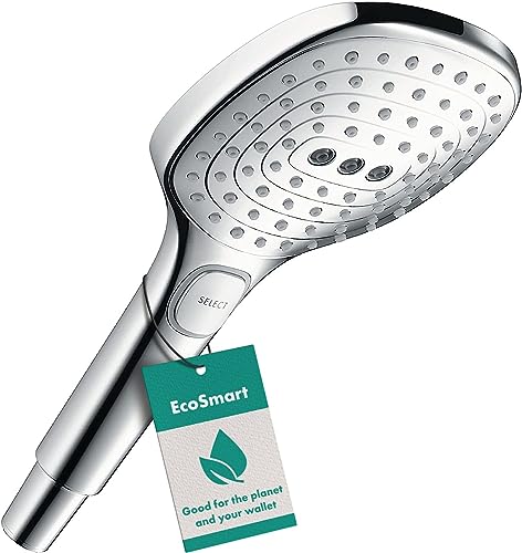 hansgrohe Raindance Select E - Pommeau de douche économie d'eau avec 8,5 l/min (EcoSmart), Douchette à main avec 3 types de jet, Douchette carré (120 x 120 mm),...