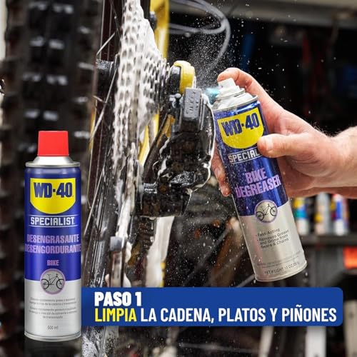 WD-40 Bike - Kit de mantenimiento de bicicleta, contiene Desengrasante bike 500ml + Lubricante de cadenas bike 250ml + paño de microfibra - Imagen 5