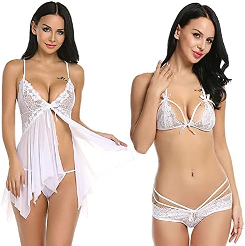 Mallory WinstonWomen's Blended Solid Mini Babydoll Night Gown (Pack of 2) (FF339_Multicolour_Free Size)