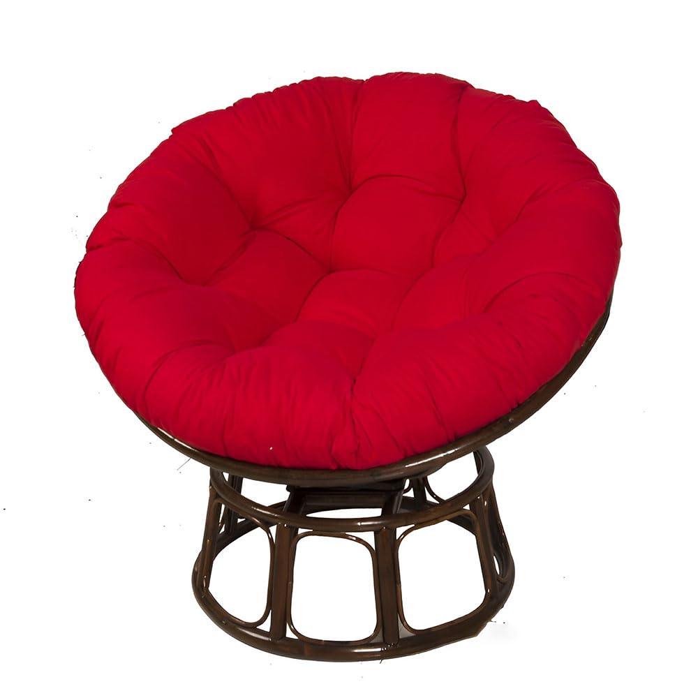 Surwin Papasan Chair Cushions, Thick Round Chair Cushions Hammocks Swing Pads, Papasan Round Chair Cushions with Fixing Straps, Indoor Egg Chair Cushion (70x70cm,Red)