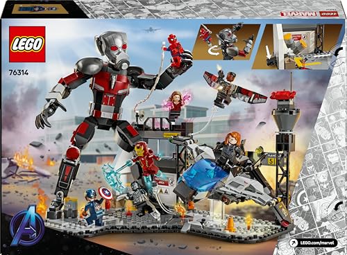 LEGO Marvel Le Combat de Captain America : Civil War - Jeu de Construction avec 8 Minifigurines de Super-Héros Avengers dont Iron Man - Avion à Construire - Idée de Cadeau pour Garçon dès 10 ans 76314