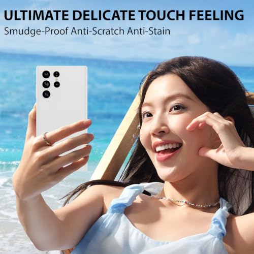 Image of LIRAMARK Liquid Silicone Soft Back Cover Case for Samsung Galaxy S22 Ultra (White)