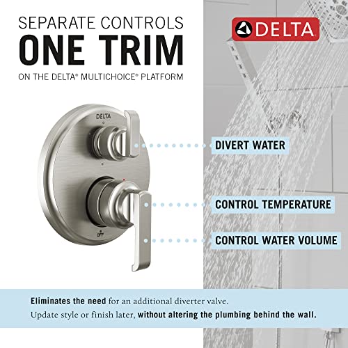 Delta-Faucet-Tetra-14-Series-Brushed-Nickel-6-Setting-Integrated-Diverter-Valve-Trim-Kit-Brushed-Nickel-Diverter-Valve-Trim-Kit-Shower-Trim-Kit-Lumicoat-Stainless-T24989-SS-PR-Valve-Not-Included