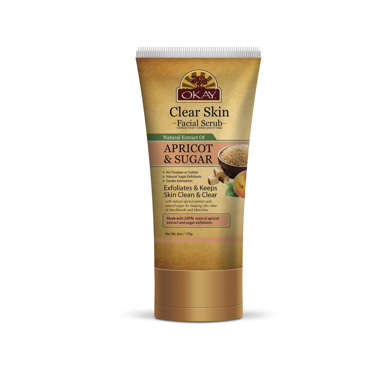 OKAY Pure Naturals Apricot & Sugar Facial Scrub - 6 oz / 170 ml