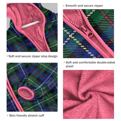 GuoChe Blue Green Tartan Plaid Baby Boy Sherpa Jacket3