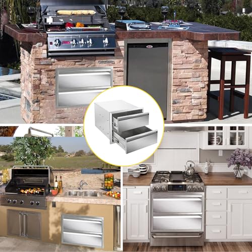 Outdoorkitchendrawers18wx15hx23dflushmountdoublelayerbbqdrawersstainlesssteelbuiltin2drawerforoutdoorkitchenislandpatiogrillstation Urban Country Home Decor Outdoor kitchen drawers 18 w x 15 h x 23 d flush mount double layer bbq drawersstainless steel built in 2 drawer for outdoor kitchen island patio grill station urban country home decor