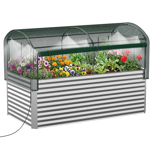 Lineware 8x4x3 ft Tall Galvanized Raised Garden Bed