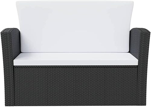 Miniatura 4 de DGZLIIO Juego de muebles de jardín muebles de patio muebles de exterior juego de 8 piezas con cojines de ratán de polietileno negro adecuado para