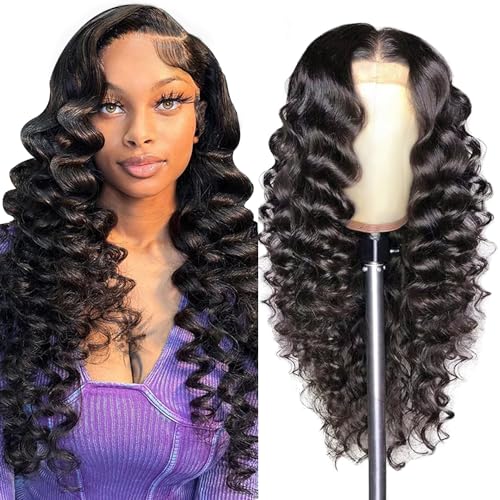 Deep Wave Lace Front Wigs Human Hair 13×4, Raw Human Hair, All-Day Comfort Glueless Pre-Plucked Hairline with Baby Hair, for Women, 200 Density, Natural Color 26 Inch