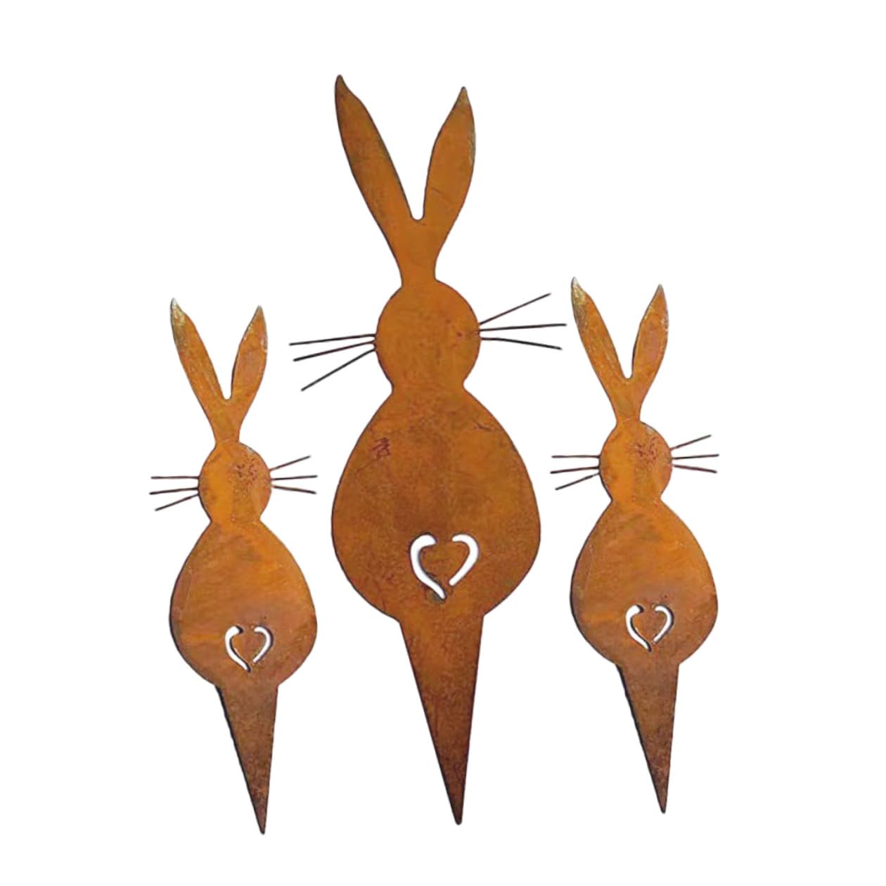 Abaodam 3pcs Rusty Iron Bunny Garden Stakes Set with Large and Small Rabbit Silhouettes Outdoor Lawn Decor Easter Yard Ornaments for Patio and Garden