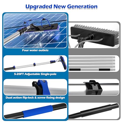 Image of 25 FT Reach Solar Panel Cleaning Brush Kit with Telescopic Pole