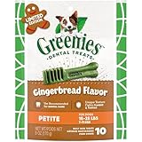 Greenies Gingerbread Flavor Petite Size, Veterinarian-Recommended for Dental Care, Dog Treat Chews, Great Holiday Dog Stocking Stuffers, Limited Edition, 6 oz., Pouch (10 Treats)
