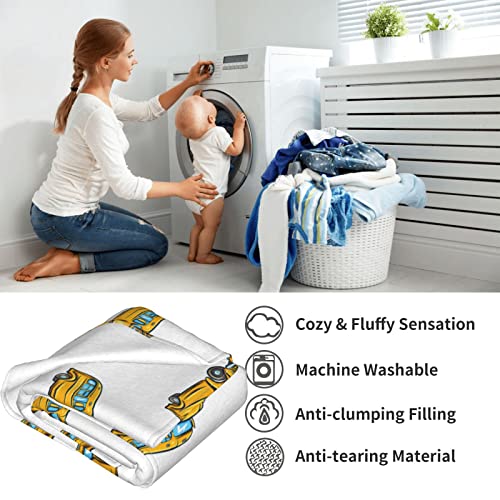 Image of School Bus Blanket 50 inchx60 inch - Extra Soft Fleece Flannel Throw Blankets for Adults, Kids, Couples - Cozy Plush Blanket for Bed, Couch, Gift for Teachers, Bus Lovers