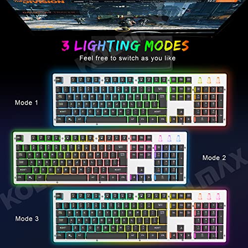 Kolmax Gaming Keyboard And Mouse Combo,Rainbow Backlit Mechanical Feeling 104 Keys Keyboard With Ergonomic Detachable Wrist Rest,Aluminum Panel Keyboard 3600Dpi Gaming Mouse For Pc Mac Office/Gaming #TOP1