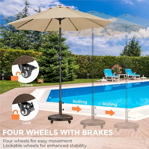 Base de parasol lourde en résine rétro 21 kg avec roulettes intégrées