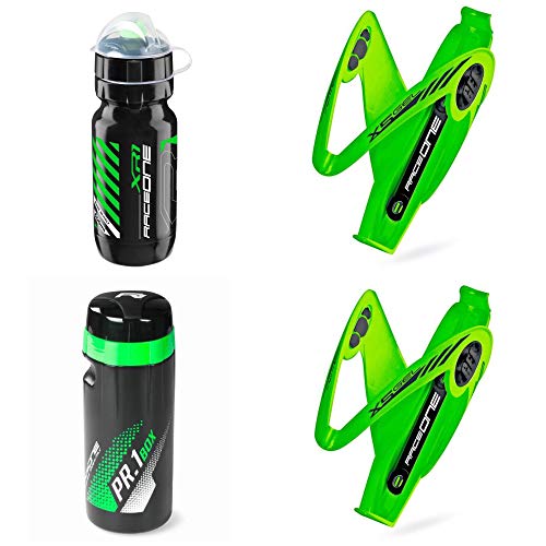 Raceone.it - KIT Race Trio X5 GEL (4 stuks): 2 flessen kooi X5 GEL + fiets waterfles XR1 + ToolBox Pr.1 - fietsen/MTB/grind. 100% gemaakt in Italië