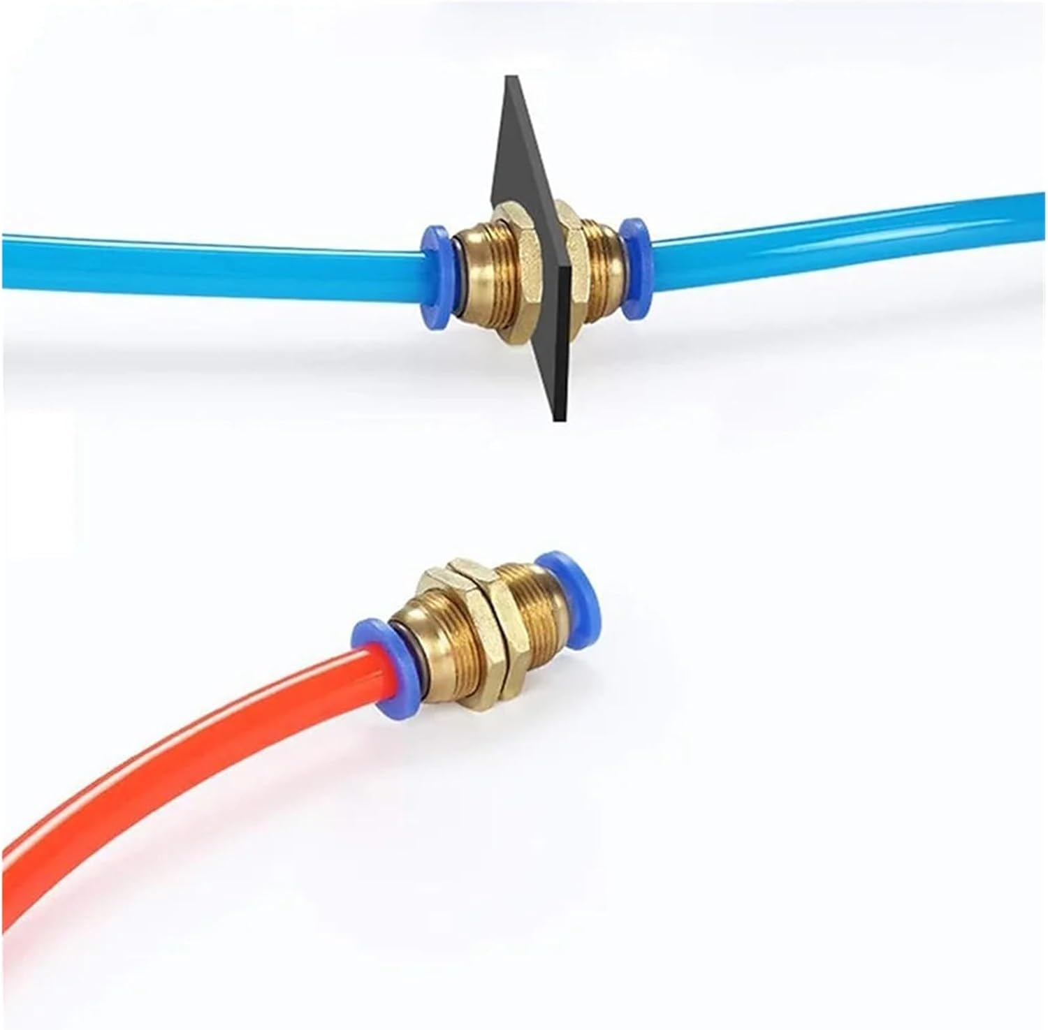 PM air pneumatic straight-through bulkhead connector 4mm-12mm outer diameter hose one-button push-in gas connector brass quick connector(PM4,5pcs)