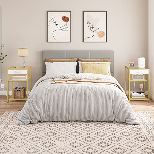 HOOBRO-End-Tables-Set-of-2-with-Charging-Station-Side-Tables-with-USB-Ports-Power-Outlets-3-Tier-Slim-Nightstands-with-Storage-Shelves-Tempered-Glass-for-Living-Room-Bedroom-Gold-GD77UBZP201