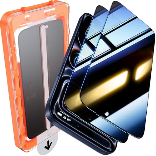 Image of UniqueMe 2 Pack for iPhone 17 Pro Privacy Screen Protector - [Military Grade Shatterproof & 9H+ Hardness] Privacy Screen 17 Pro Tempered Glass Full Coverage,Easy to install