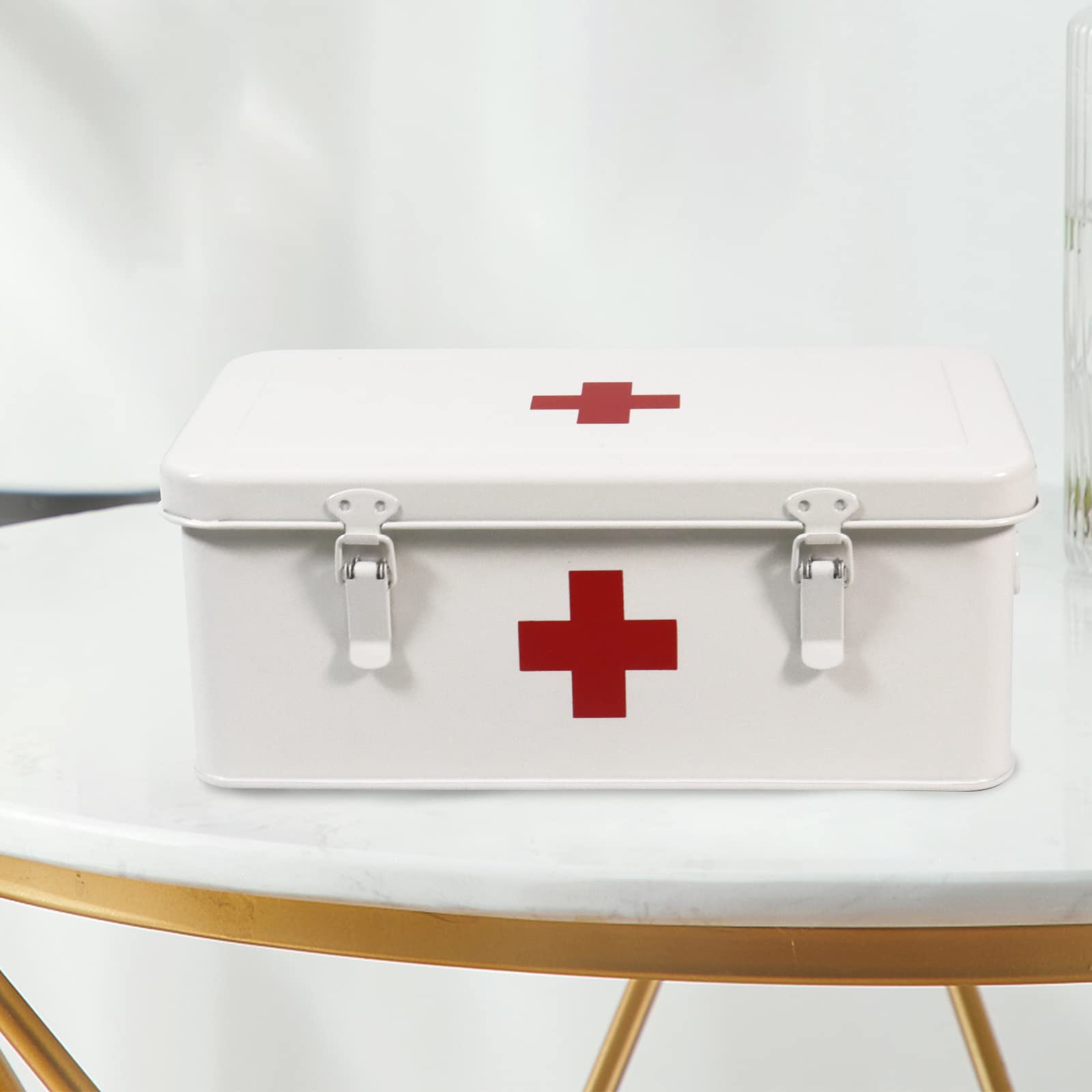 Cassetta per medicinali di primo soccorso, contenitore per il kit di pronto soccorso, contenitore in metallo per medicinali, scatola vuota di primo soccorso con serratura di sicurezza per