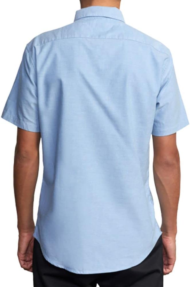 RVCA Mens Slim Fit Traditional Woven Shirt - That'll Do Stretch | Oxford Blue, Large