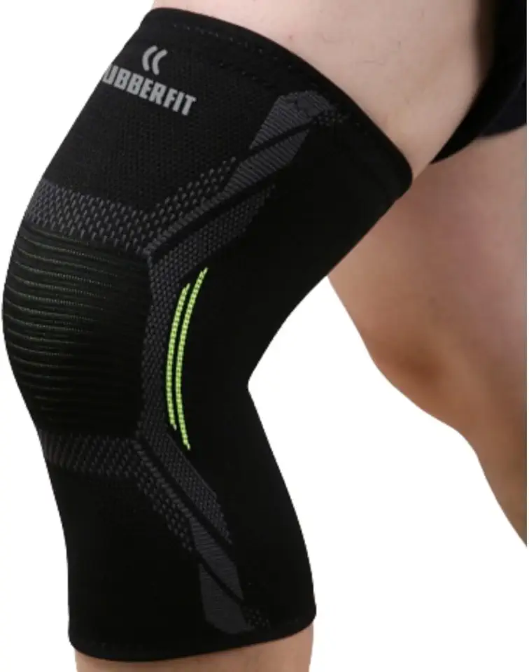 Joelheira de Compressão Profissional Armor para Academia Crossfit Musculação Corrida Bike Volei Basquete - Para proteção e recuperação do joelho (M, Verde), Rubber Fit
