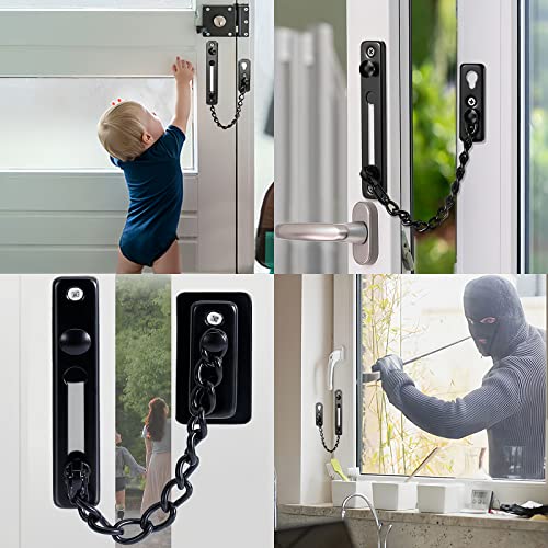 WUDQIJI Tür Sicherheitskette Türsicherung Kettenschloss Türkette Sicherheitsschloss Türverriegelungsschutzkette Edelstahl-Türkette Türkettenschloss mit Schraube für Innentüren und Fenster
