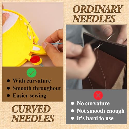 8 Pcs Curved Sewing Needles, Leather Hand Sewing Needles Upholstery Weaving Needle C Type Needles for Carpet Leather Canvas Repairing, Blocking Knitting, Modelling and Crafts (2\'\'/2.5\'\'/3\'\'/3.5\'\')