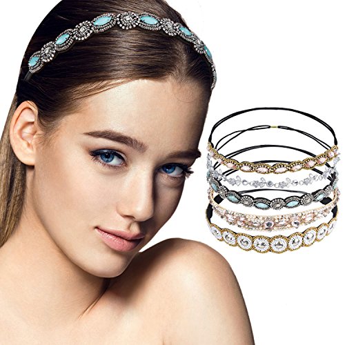 Zoylink Strass haarband, elastisch, voor dames, 5 stuks - Image 7