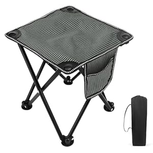 Matekxy Camping Stool Portable Folding Samll Chair Camp Stool for Camping Fishing Hiking Gardening and Beach, Camping Seat with Carry Bag (Grey)