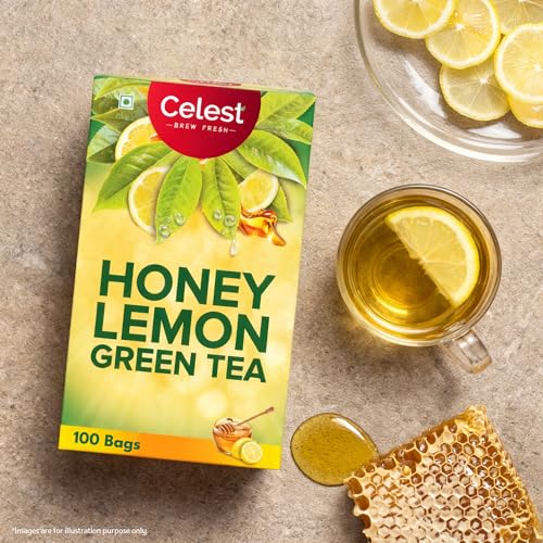 Image of Celest Green Tea Honey Lemon, 100 Bags (Pack of 2) | Green Tea Bags | Honey Lemon