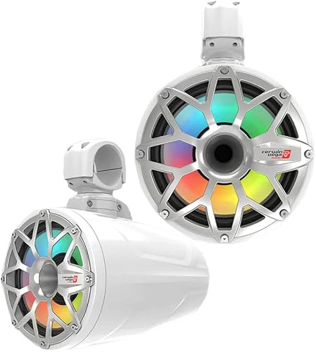 CERWIN Vega SL65F4W Altavoces marinos Sistema de cápsulas largas de 6.5 pulgadas, 300 W máx  1750 RMS 2 vías iluminación LED digital integrada (par)