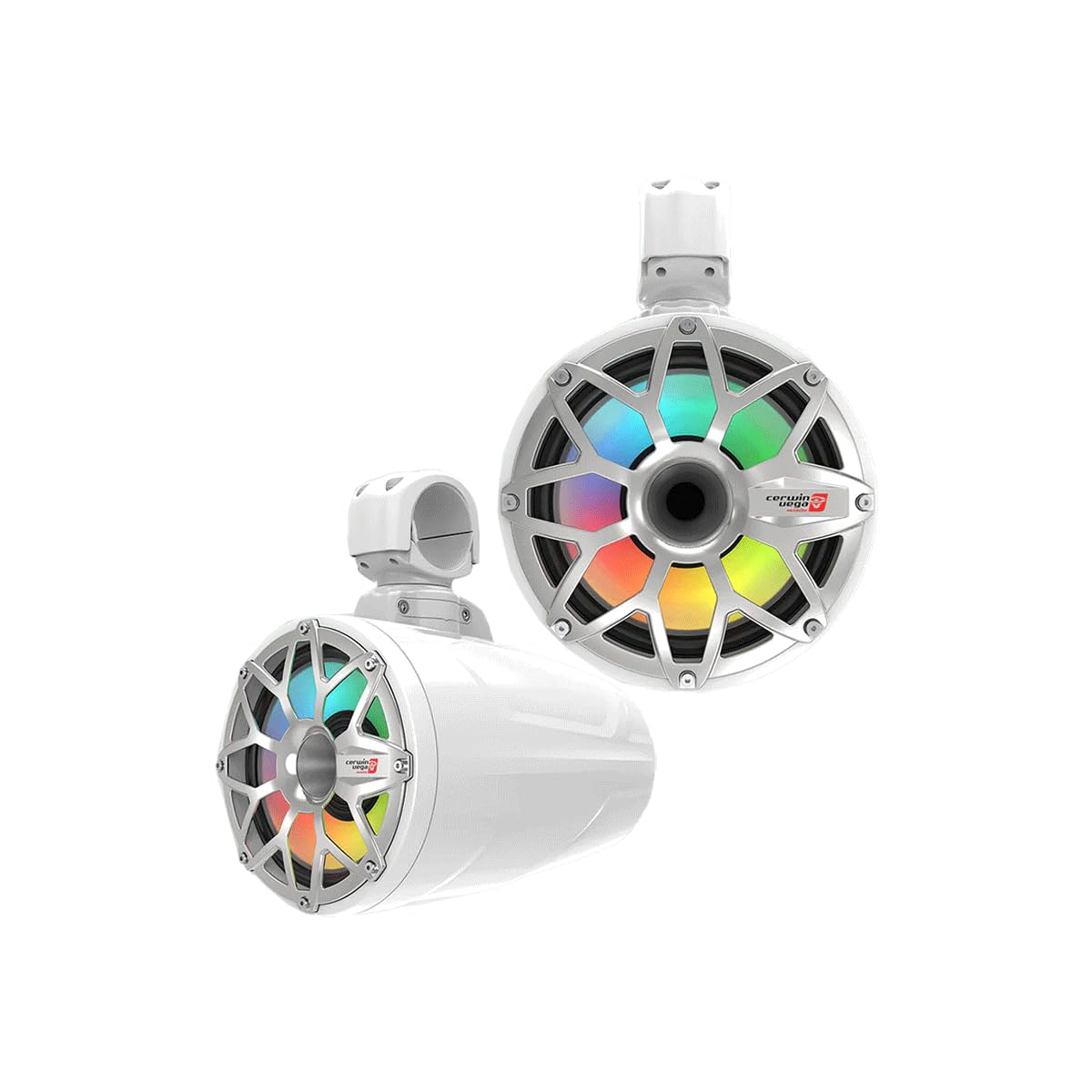 Cerwin Vega SL65F4W 6.5 inch 600 Watts 2-Way Marine Tower Speaker System IP65 Compliant UV Stable Digital LED 316 Stainless Mesh High Temp Voice Coil White Pair