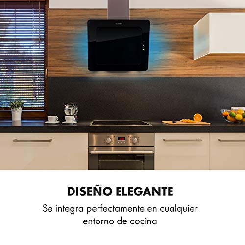 Klarstein-Helena-Campana-Extractora-diseno-pared-de-cocina-Potencia-extraccion-maxima-595mh-3-potencias-Campana-decorativa-con-Luces-de-9-colores-Pantalla-LED-Panel-tactil-60-cm-Negro