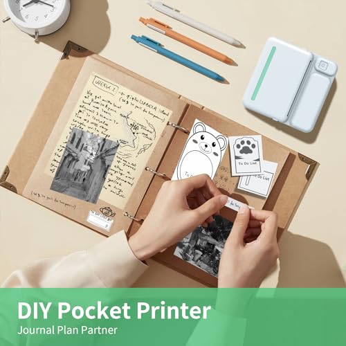 kazazoo Mini impressora térmica Bluetooth impressora de bolso portátil sem tinta para anotações/list