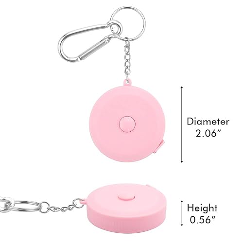Miniatura 3 de 2 cintas métricas para cuerpo, cinta métrica suave para tela de costura corporal, cinta métrica de tela a medida, 72 pulgadas/5.9 ft, llavero rosa,