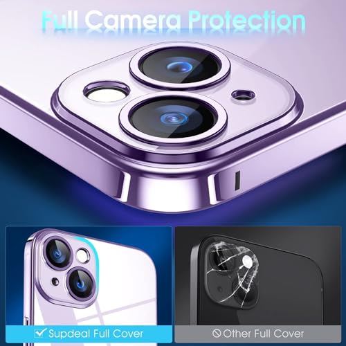 Image of VONZEE Electroplated Clear Transparent Cover for iPhone 15 Case 6.1 inch Luxury TPU Cover Full Body & Camera Protection for Each Lens Bumper Cases for Men & Women (Deep Purple)