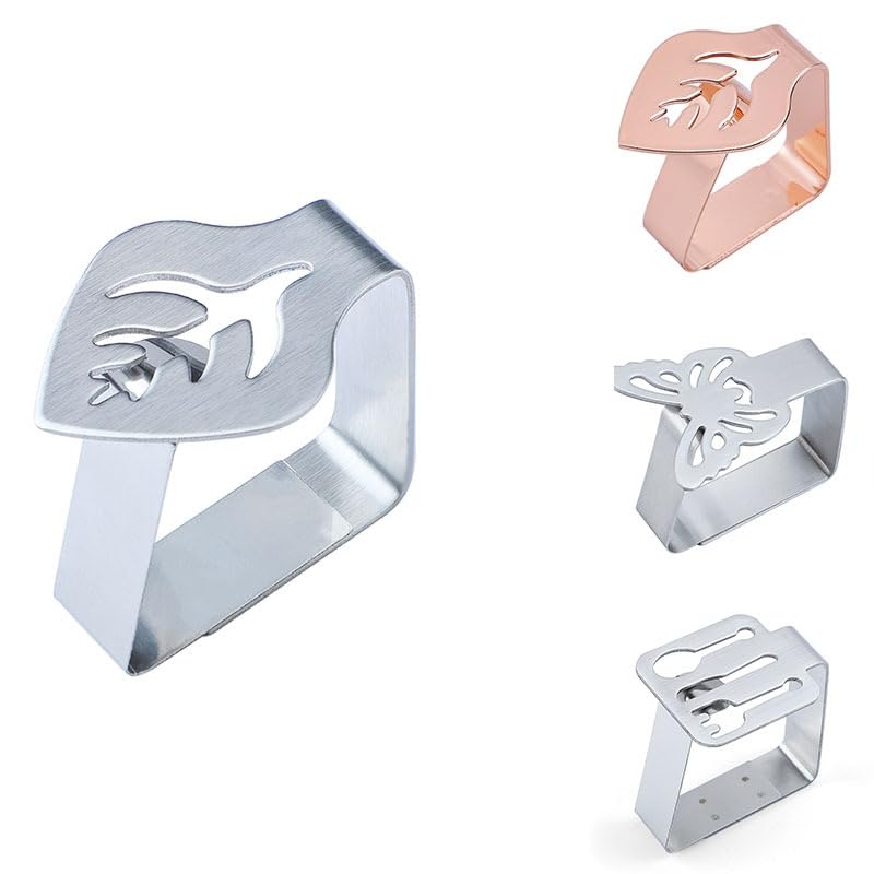 Klipsy do obrusów, Wielokolorowy zestaw 4 klipsów do obrusów w kształcie liści ze stali nierdzewnej(D Butterfly 4pcs)